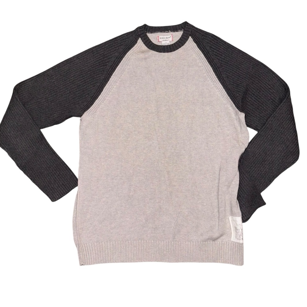 Guess Jeans Authentic Grey/Dark Grey Long Sleeve Sweater Men Size Large
